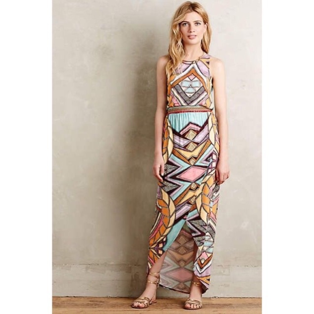 Anthropologie Weston Wear Ynez Maxi Dress kaleidoscope geometric XS